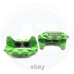 FOR SUBARU WRX STi GENUINE 4 POT FRONT BRAKE CALIPERS PAIR LEFT & RIGHT GREEN