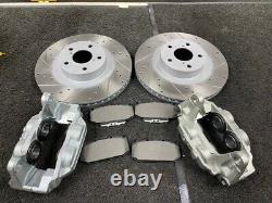 Front Brake Disc 4 Pot Calipers Upgrade For Subaru Impreza Wrx Gc8 Sti Type R